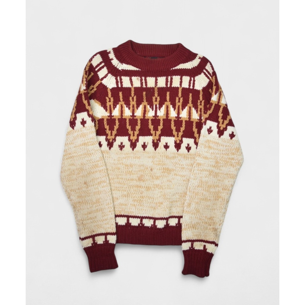Vintage Sigallo Sweater Mens Medium Nordic Fair Isle Crewneck Raglan Italy